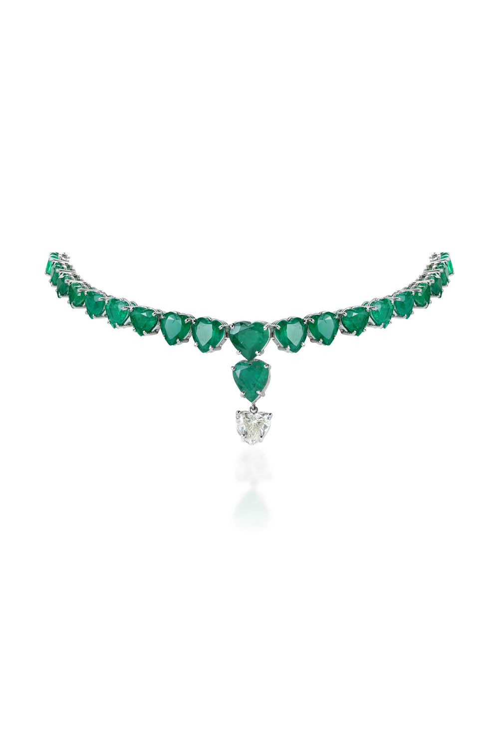 The Heartbeat Emerald and Solitaire Necklace