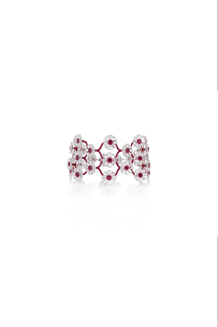 Imperial Ruby Bloom Choker ccum Bracelet