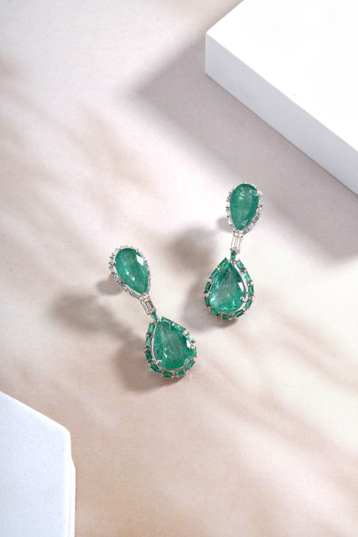 The Emerald Twin Drop Earrings